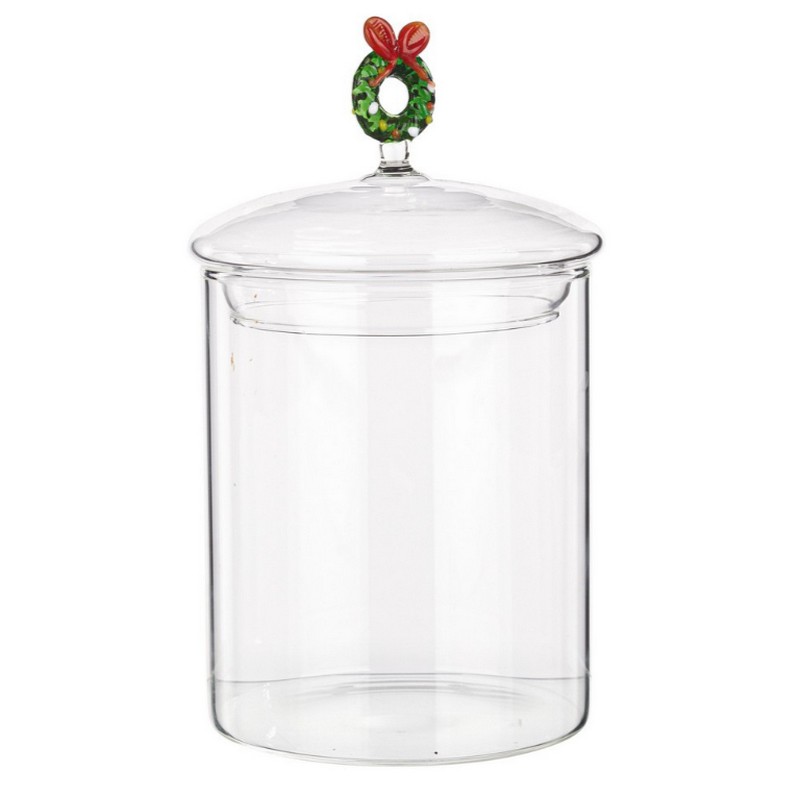 Barattolo in vetro con coperchio decorato con ghirlanda di Natale, una perfetta idea regalo di Natale